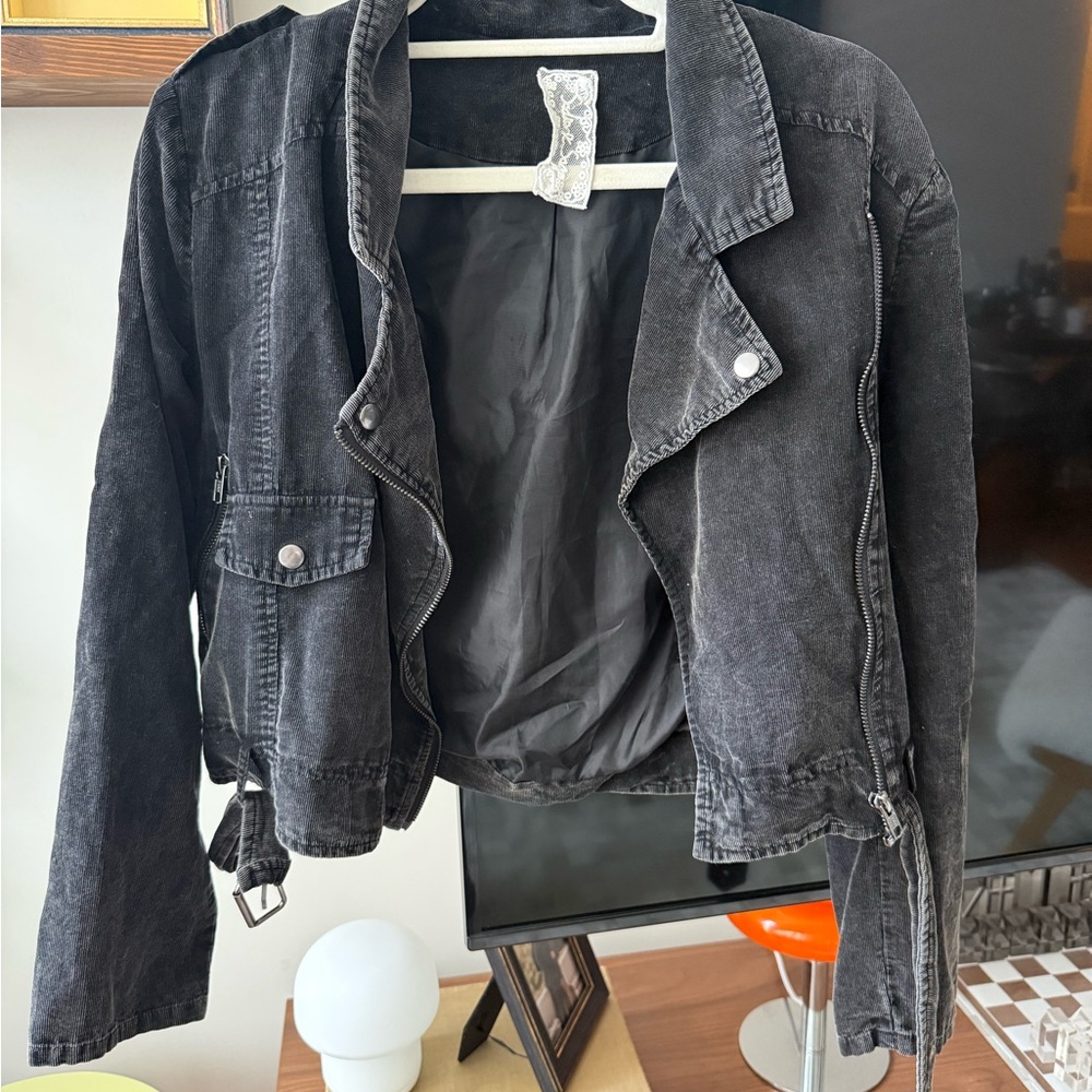Women’s Washed Black Moto Jacket